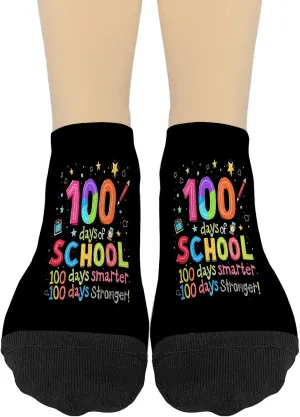 100 Smarts 100 Stronger Of School Happy 100th Day Of School Womens Socks Crew No Show Socks Youth No Show Athletic Sock CuteSock
