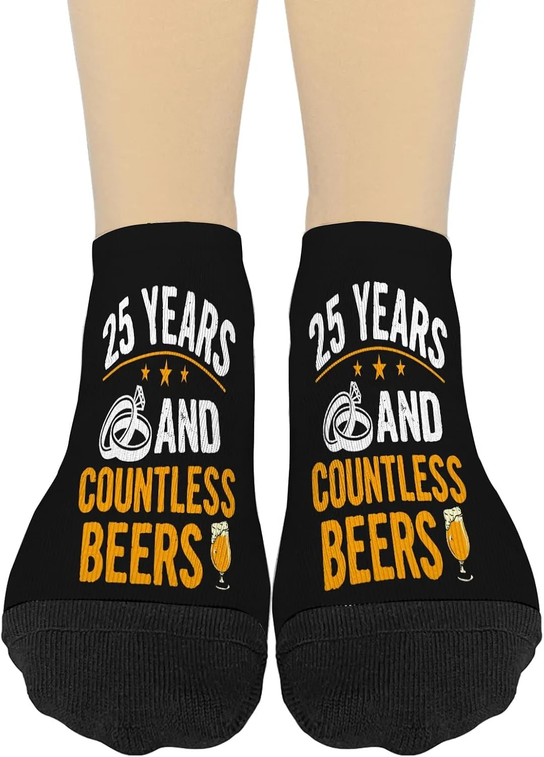 25 Years And Countless Beers 25th Weddings Anniversarys Couple No Show Socks Womens No Show ForWomen Socks Athletic Sock HumorSock