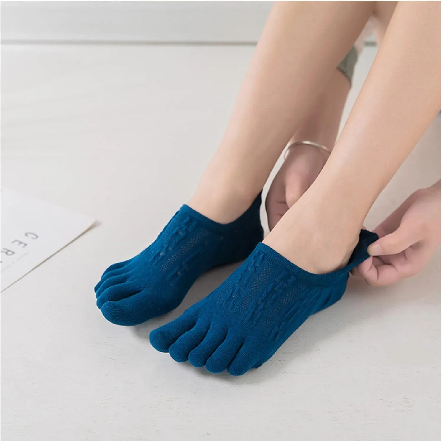 5 Pairs Toe Separator Socks, No Show Cotton Five Finger Socks, Cotton Compression Women Men Running Sport Socks (5 Pairs)