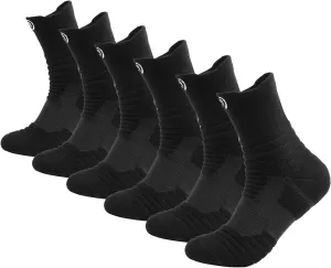 6 Pairs Running Socks/Hiking Cushion Socks,Breathable Athletic Socks Thick Cushion Socks