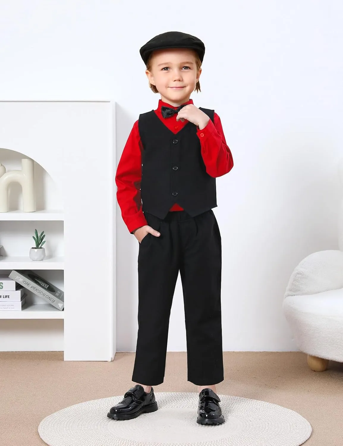 A&J DESIGN 5pcs Baby & Toddler Suit, 12 Months - 5T, Shirt & Pants & Vest & Bow Tie & Driver Cap