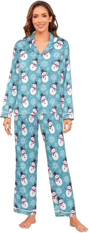 ALAZA London Symbol British Flag Union Jack Women's Satin Pajama Set Long Sleeve Button Down Sleepwear