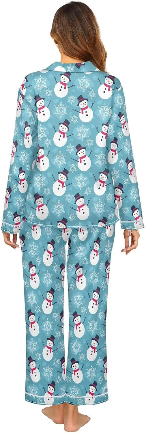 ALAZA London Symbol British Flag Union Jack Women's Satin Pajama Set Long Sleeve Button Down Sleepwear