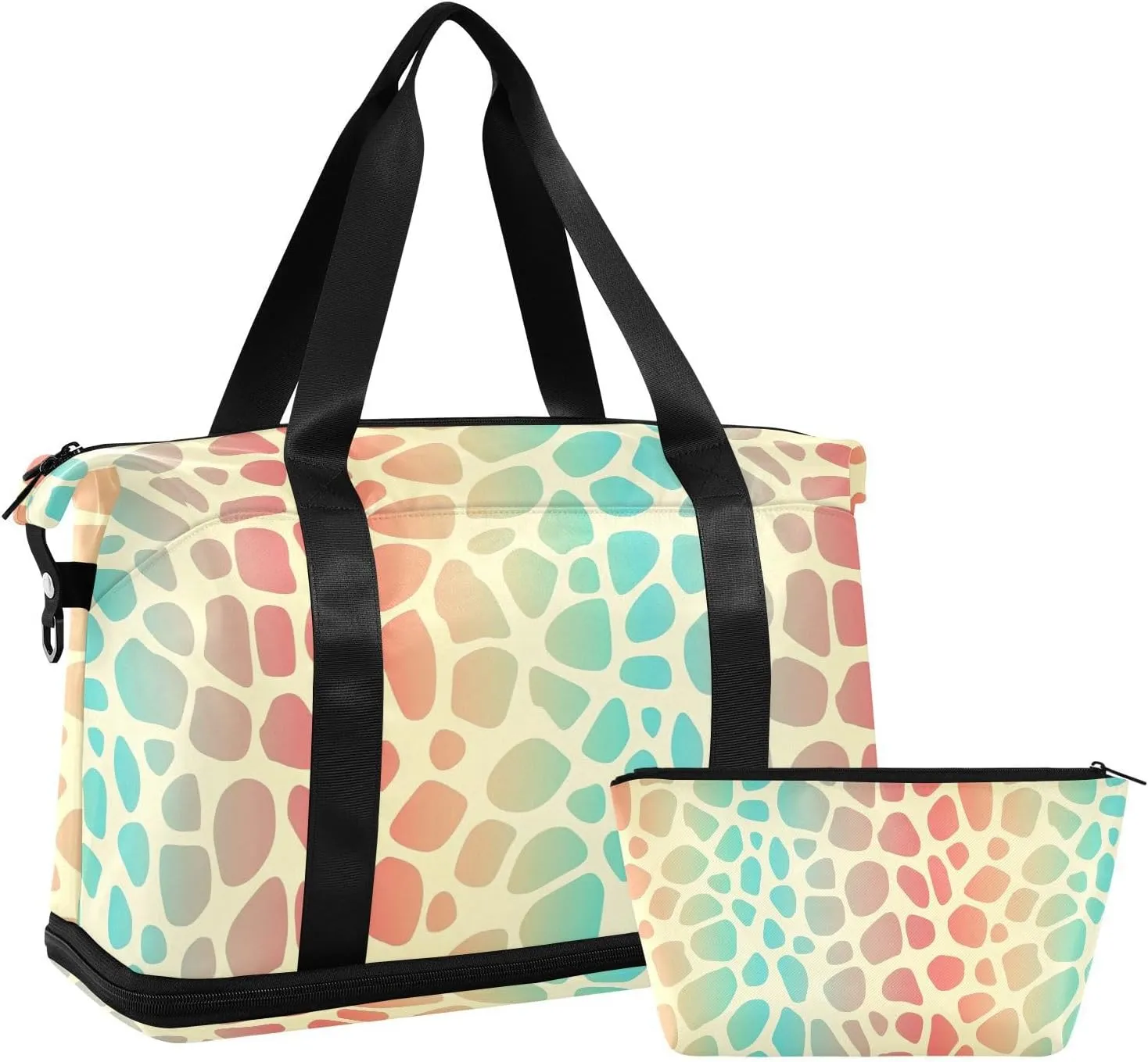 ALAZA Red Blue Giraffe Spots Gym Bag Sports Duffel Bag with Shoes Compartment, Overnight Weekender Travel Tote Bag for Women Men Trip College