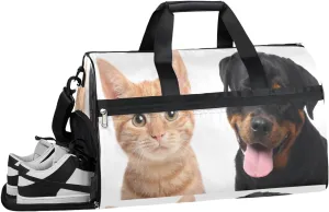 Animal Dog Cat Resistant Sports Gym Bag for Women Men Travel Duffel bag with Wet Pocket & Shoes Compartment Waterproof Weekender Bag 19.7"x9.9"x13"