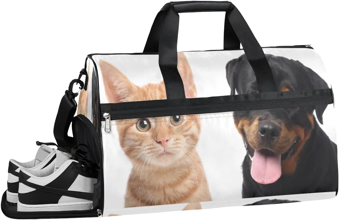 Animal Dog Cat Resistant Sports Gym Bag for Women Men Travel Duffel bag with Wet Pocket & Shoes Compartment Waterproof Weekender Bag 19.7"x9.9"x13"