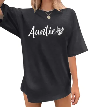Aunt Shirts Funny in My Cool Auntie Era T-Shirt Oversize Auntie Letter Print Tee Tops Casual Short Sleeve Shirts
