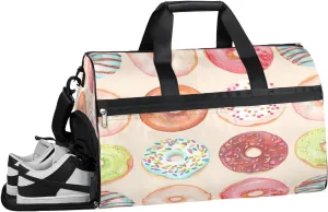 Bagel Doughnut Resistant Sports Gym Bag for Women Men Travel Duffel bag with Wet Pocket & Shoes Compartment Waterproof Weekender Bag 19.7"x9.9"x13"