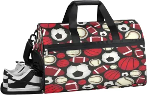 Balls Baseball Football Resistant Sports Gym Bag for Women Men Travel Duffel bag with Wet Pocket & Shoes Compartment Waterproof Weekender Bag 19.7"x9.9"x13"