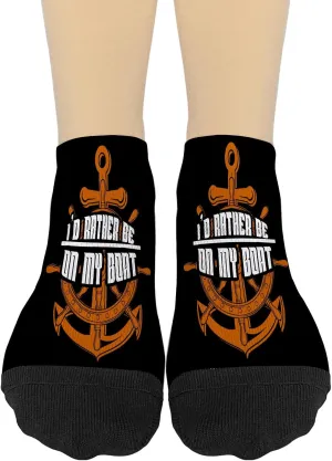Boat Lover I'd Rather Be on My Boat Mens Dress Socks Athletic Sock for Womens