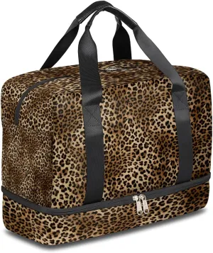 BOLOLI Leopard Skin Travel Duffel Bag Sports Tote Gym Bag,Animal Leopard Print Waterproof Weekender bag Overnight Bag with Shoes Compartment for Men Women