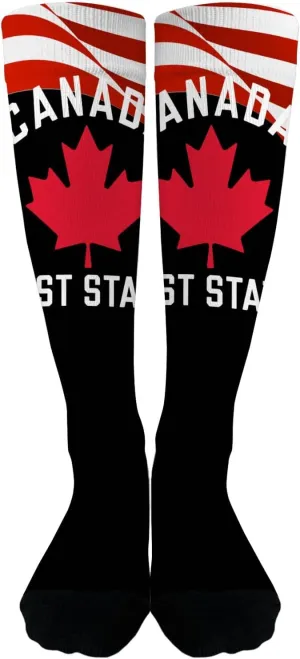 Canada 51st State T Political Men's Athletic Socks Girl#for Fashion Mid Crew Socks Women