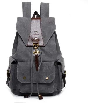 Canvas Backpacks, Laptop Backpack Women Men School Bag Rucksack Unisex Daypacks for Outdoor Sports Traveling Hiking Large Bookbag (Grey)