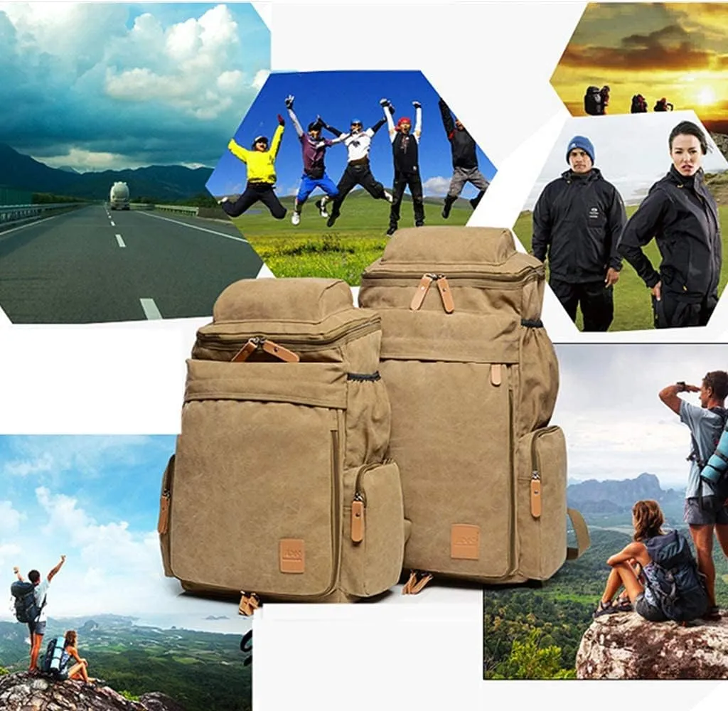 Canvas Backpacks, Women Men Laptop Backpack Rucksack Bookbag Unisex Daypacks School Backpack for Outdoor Sports Traveling Hiking Large Capacity (Blue, 28X16X47cm)
