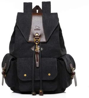 Canvas Vintage Backpacks, Women Men School Backpack Rucksack bag Unisex Daypacks Laptop Backpack for Outdoor Sports Traveling Hiking Large Capacity Bookbag (Black)