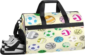 Colorful Basketball Football Resistant Sports Gym Bag for Women Men Travel Duffel bag with Wet Pocket & Shoes Compartment Waterproof Weekender Bag 19.7"x9.9"x13"