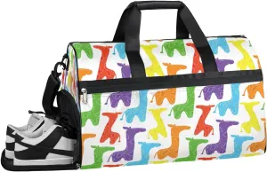 Colorful Cartoon Giraffe Resistant Sports Gym Bag for Women Men Travel Duffel bag with Wet Pocket & Shoes Compartment Waterproof Weekender Bag 19.7"x9.9"x13"