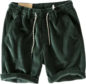 Corduroy Shorts Men with Pockets Mens Corduroy Shorts Drawstring Elastic Waist for Spring Summer Beach Casual Shorts