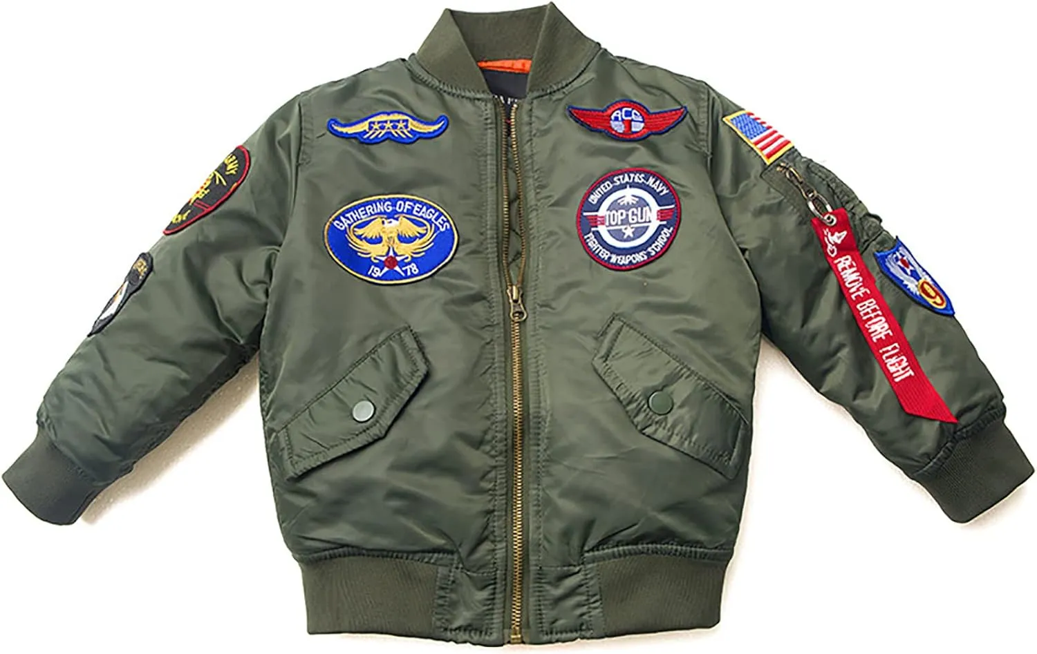 CORIRESHA Kids Bomber Jacket Full Zip Badge Thermal Jacket with Pockets