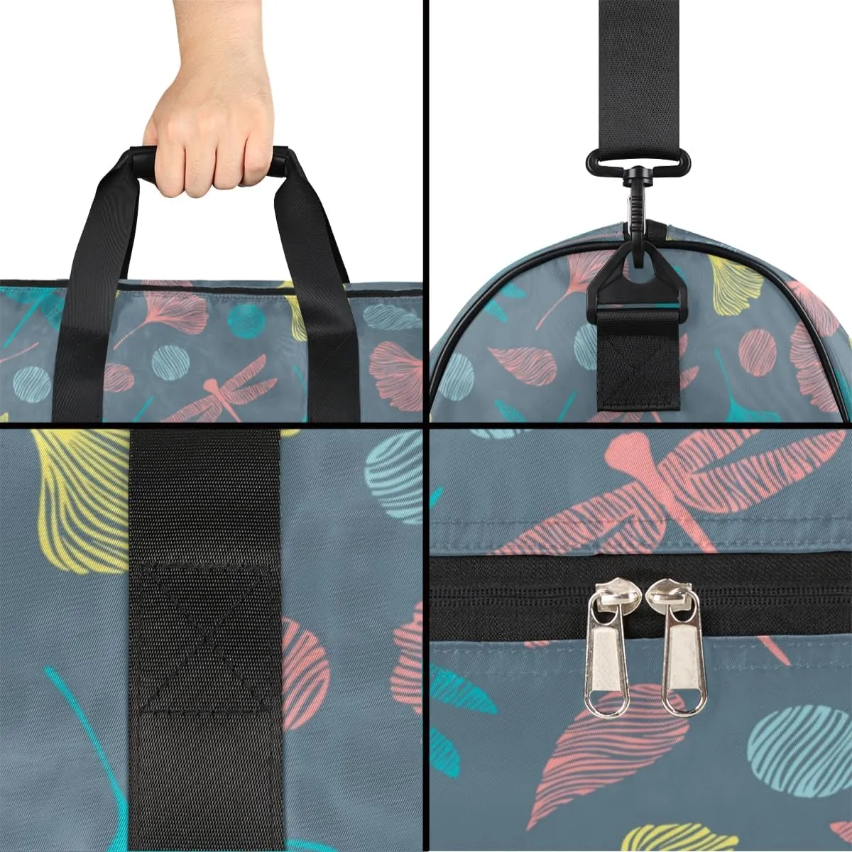 Cute Dragonflies Sports Gym Bag for Women Men Travel Duffel Bag with Wet Pocket & Shoes Compartment Waterproof Weekender Overnight Tote Carry on Bag Lightweight