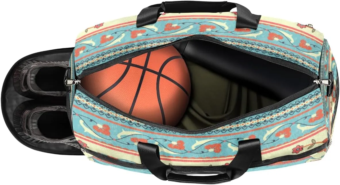 Cute Elephants Sports Gym Bag for Women Men Travel Duffel Bag with Wet Pocket & Shoes Compartment Waterproof Weekender Overnight Tote Carry on Bag Lightweight