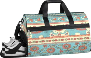 Cute Elephants Sports Gym Bag for Women Men Travel Duffel Bag with Wet Pocket & Shoes Compartment Waterproof Weekender Overnight Tote Carry on Bag Lightweight