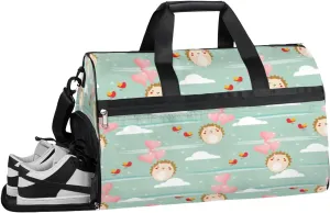 Cute Hedgehogs Sports Gym Bag for Women Men Travel Duffel Bag with Wet Pocket & Shoes Compartment Waterproof Weekender Overnight Tote Carry on Bag Lightweight