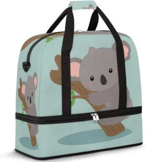 Cute Koala Bear Foldable Travel Duffel Bag Tote Carry On Luggage Sport Duffle for Women Men Gym Bag Overnight Weekender Bags with Shoe Compartments & Shoulder Strap