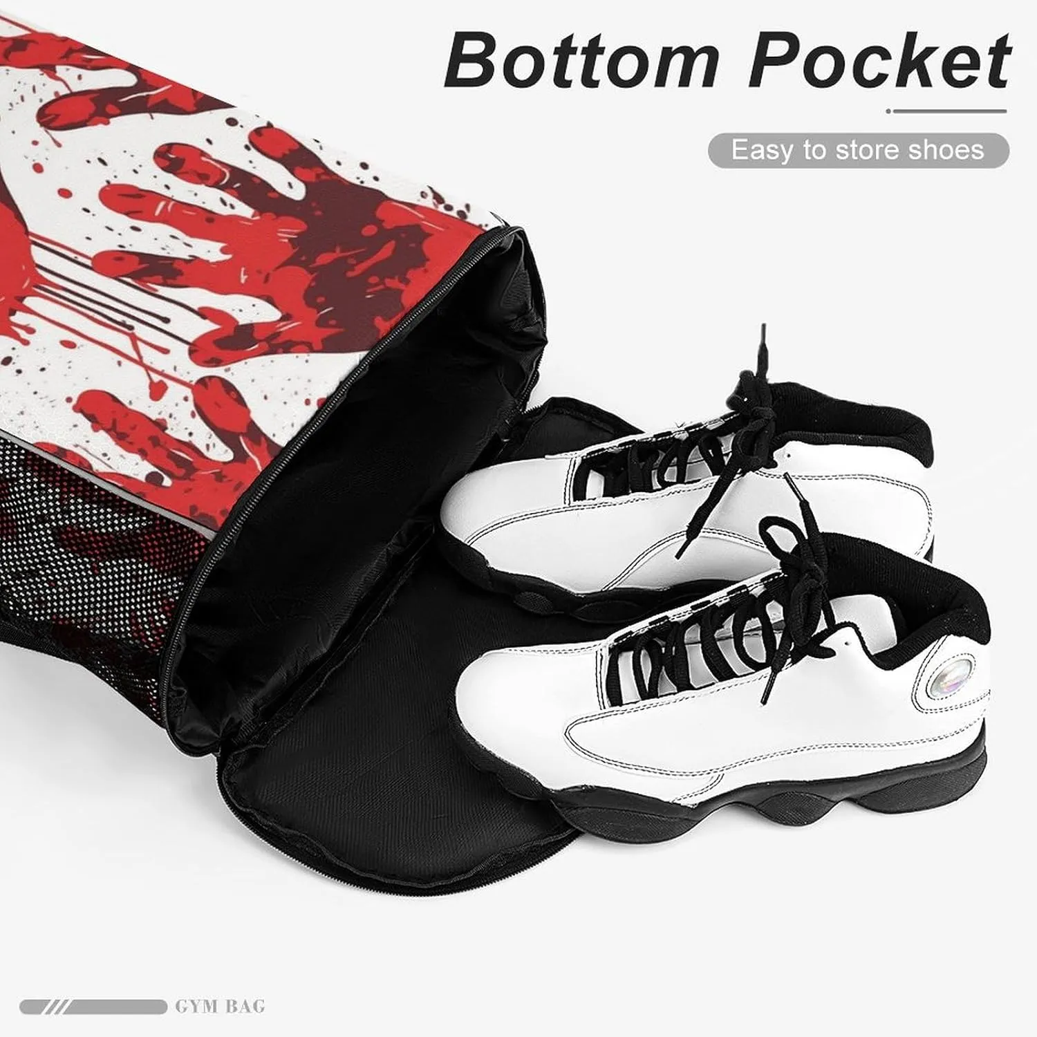 Drawstring Backpack,Bloody Handprints Printed Drawstring Bags,String Backpack with Shoes Compartment And Wet Proof Pocket,Small Sports Gym Cinch Bags for Women & Men