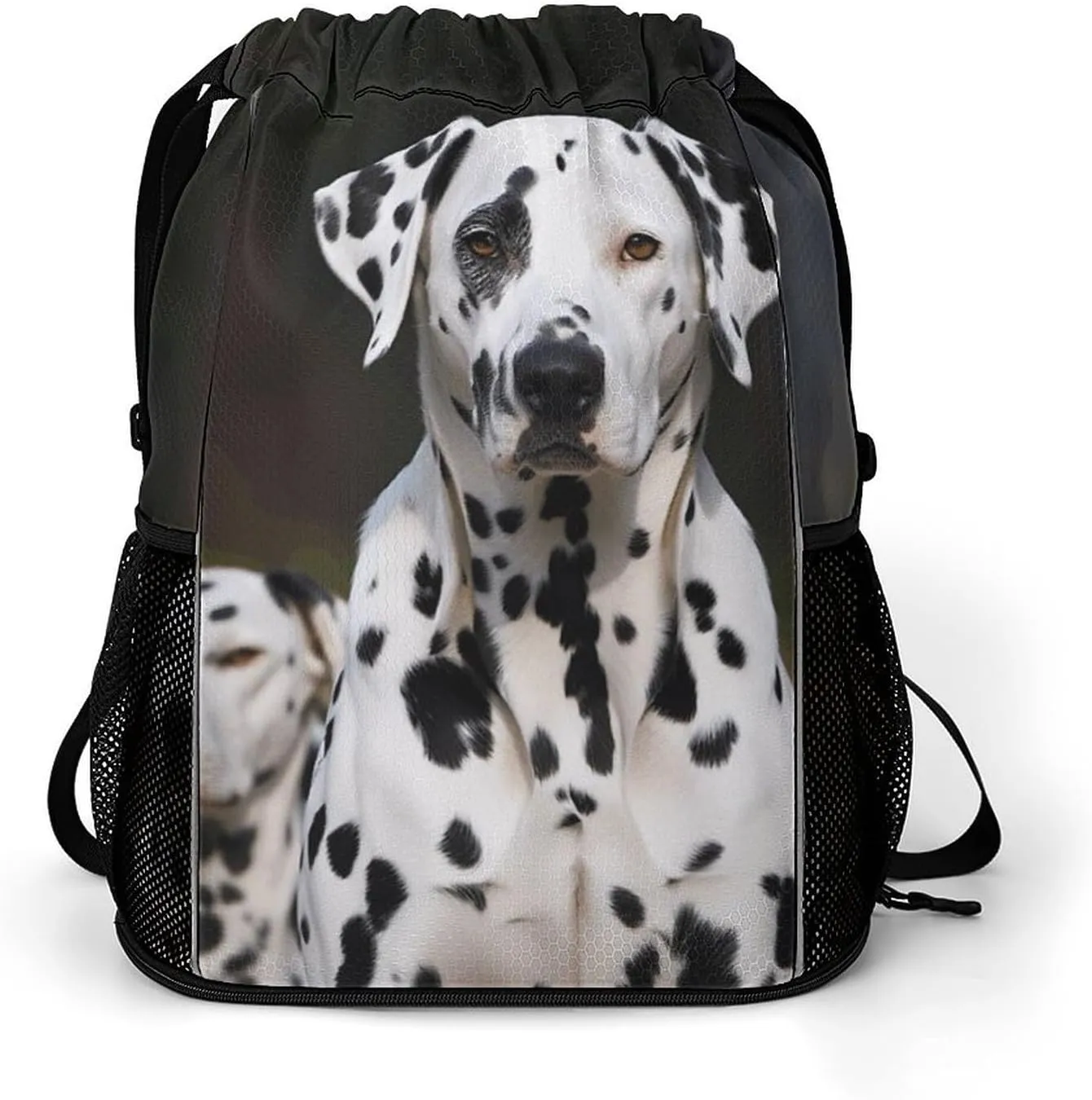 Drawstring Backpack,Dalmatian Dog Printed Drawstring Bags,String Backpack with Shoes Compartment And Wet Proof Pocket,Small Sports Gym Cinch Bags for Women & Men