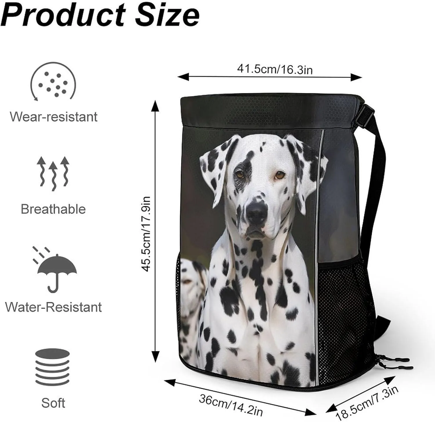 Drawstring Backpack,Dalmatian Dog Printed Drawstring Bags,String Backpack with Shoes Compartment And Wet Proof Pocket,Small Sports Gym Cinch Bags for Women & Men