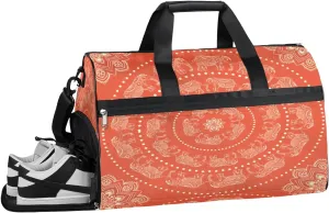 Elephant Mandala Resistant Sports Gym Bag for Women Men Travel Duffel bag with Wet Pocket & Shoes Compartment Waterproof Weekender Bag 19.7"x9.9"x13"