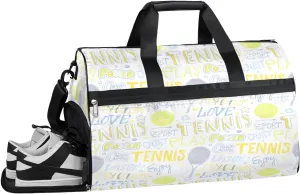 Enjoy Tennis Resistant Sports Gym Bag for Women Men Travel Duffel bag with Wet Pocket & Shoes Compartment Waterproof Weekender Bag 19.7"x9.9"x13"