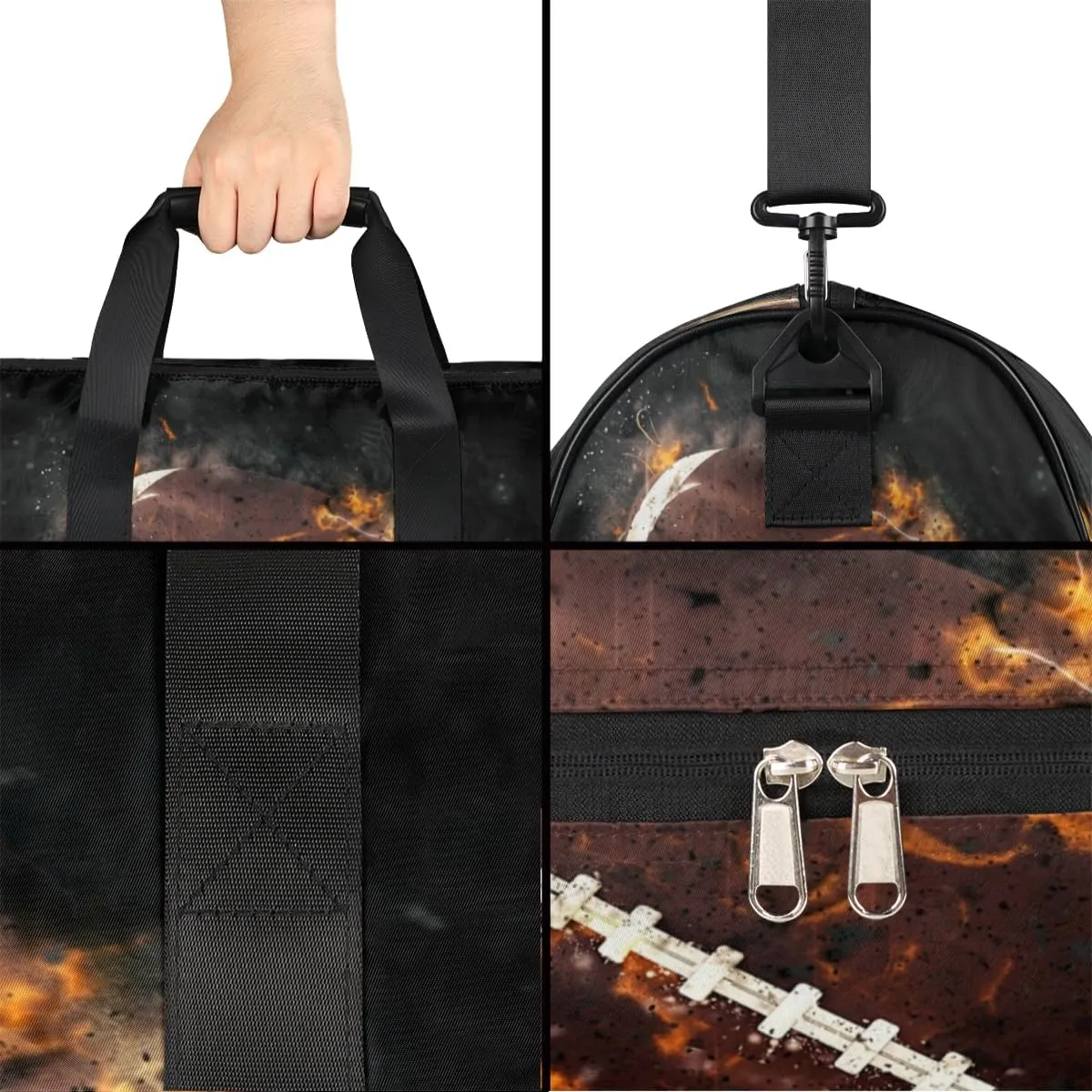 Football Pattern Sports Gym Bag for Women Men Travel Duffel Bag with Wet Pocket & Shoes Compartment Waterproof Weekender Overnight Tote Carry on Bag Lightweight