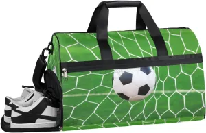 Football Soccer Print Resistant Sports Gym Bag for Women Men Travel Duffel bag with Wet Pocket & Shoes Compartment Waterproof Weekender Bag 19.7"x9.9"x13"