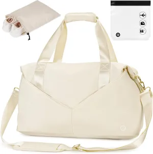 For Spirit Airlines Personal Item Travel Duffel Underseat Carry-on Luggage With TSA Approved Quart Size & Shoes Bag, Weekender Overnight for Women, Beige, 18x14x8