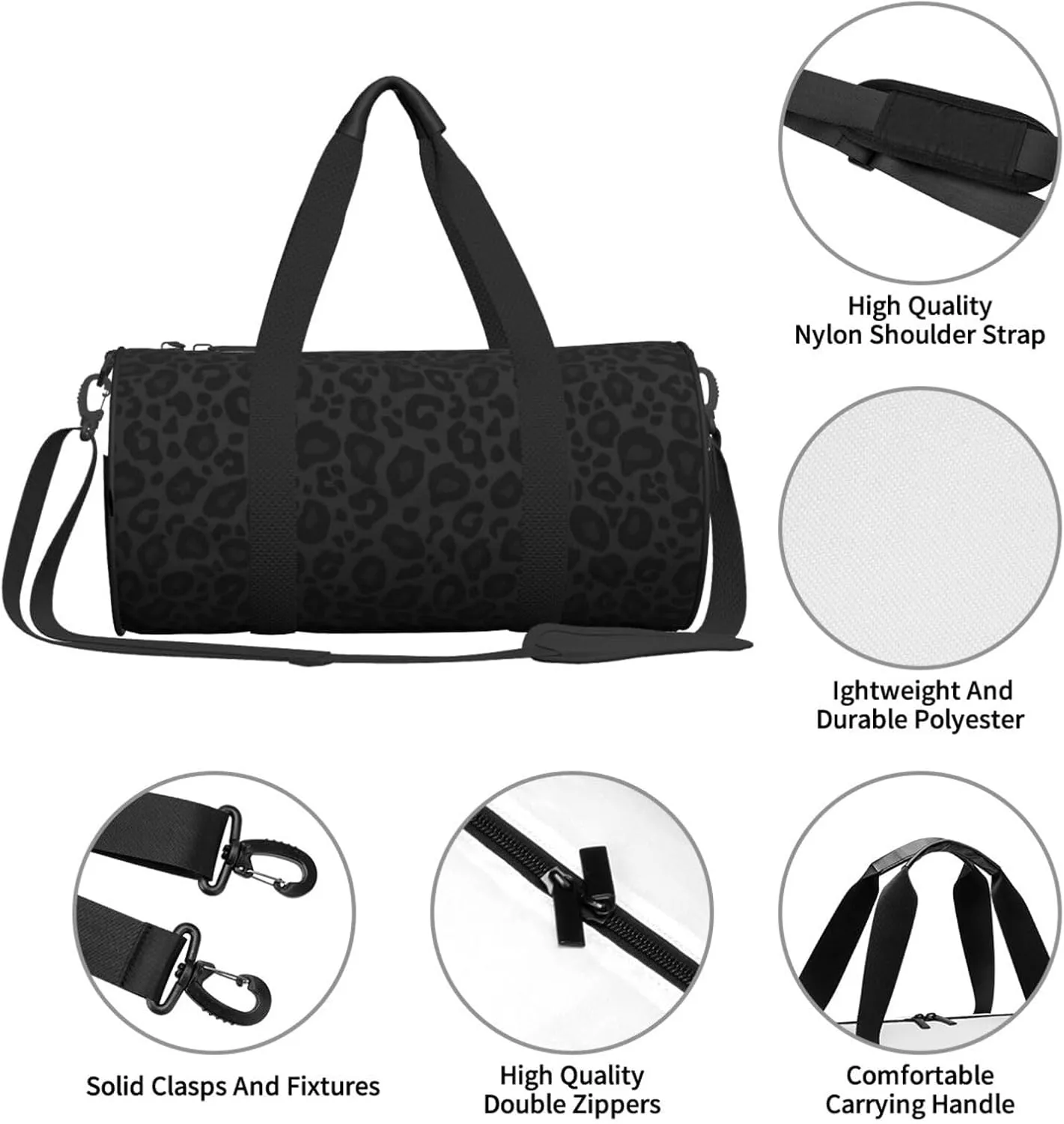 Gbuzozie Sports Gym Bag Travel Duffel Bag Shoes Compartment For Men Women Foldable Lightweight Yoga Gym Sports Bag, Animal Texture (Leopard #02), One Size