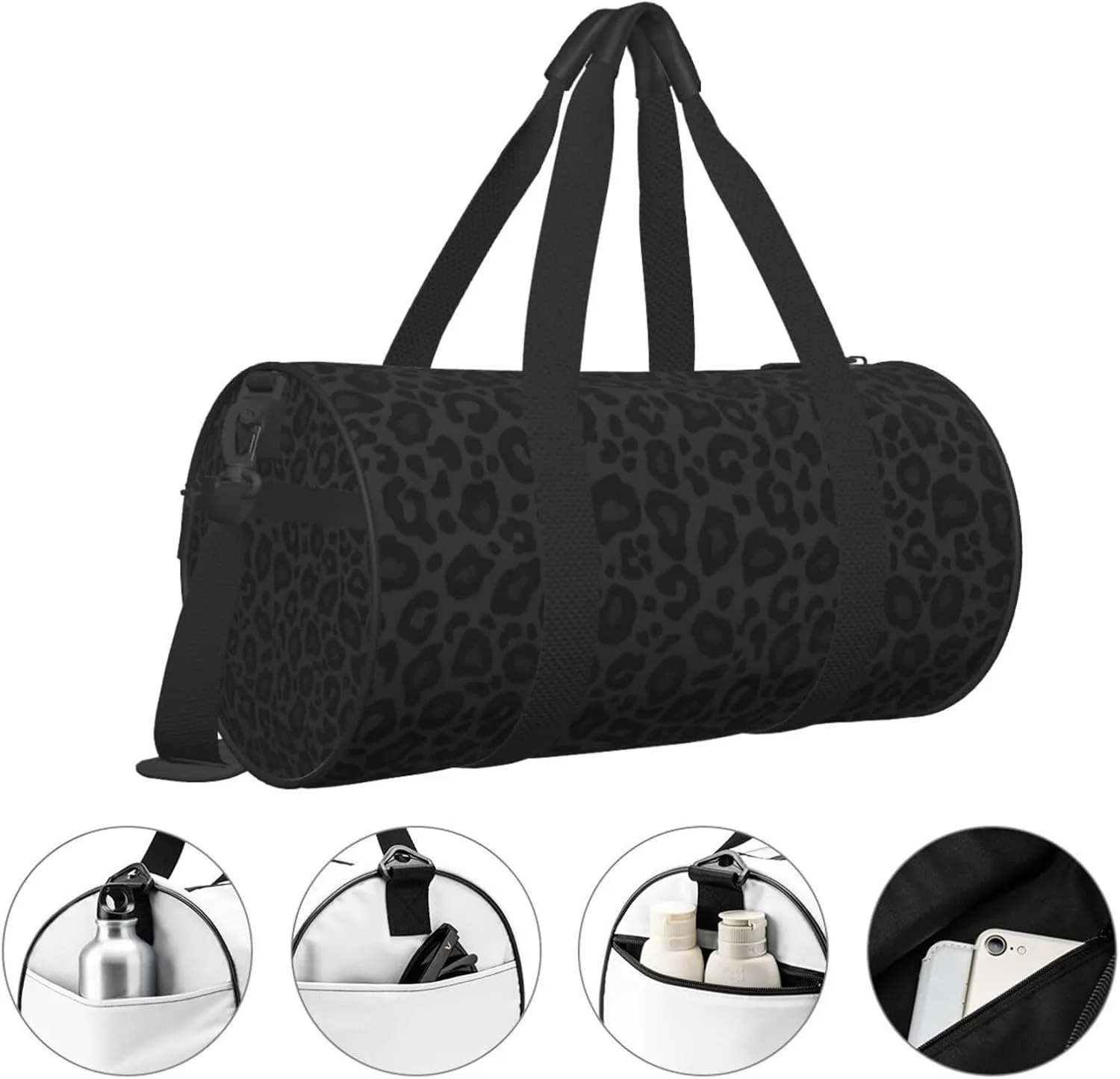 Gbuzozie Sports Gym Bag Travel Duffel Bag Shoes Compartment For Men Women Foldable Lightweight Yoga Gym Sports Bag, Animal Texture (Leopard #02), One Size
