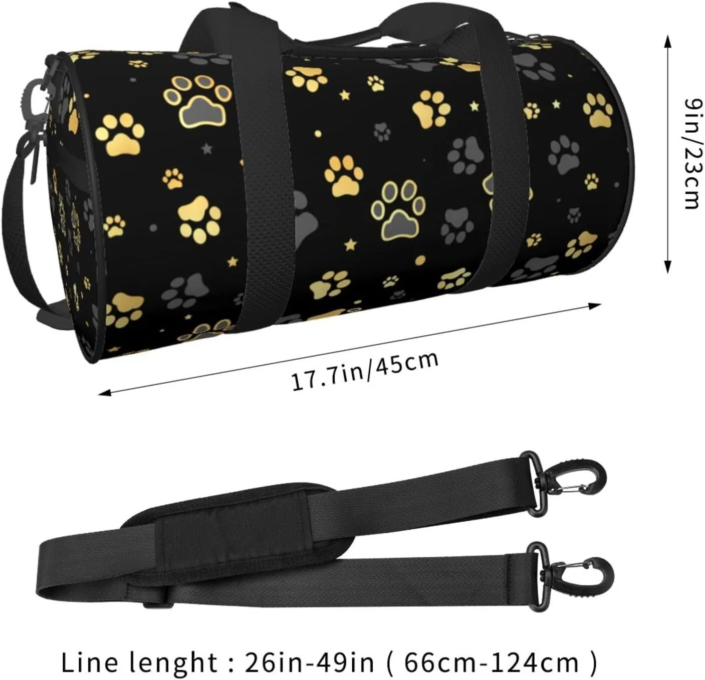 Gbuzozie Sports Gym Bag Travel Duffel Bag Shoes Compartment For Men Women Foldable Lightweight Yoga Gym Sports Bag, Dog Paws #03, One Size