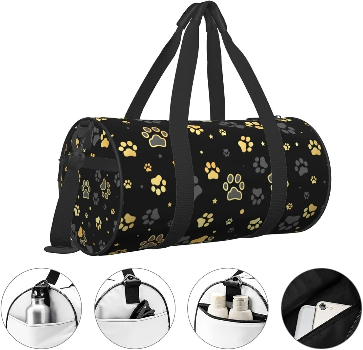 Gbuzozie Sports Gym Bag Travel Duffel Bag Shoes Compartment For Men Women Foldable Lightweight Yoga Gym Sports Bag, Dog Paws #03, One Size