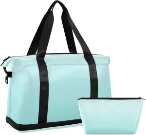 Gradient Mint Green Weekender Bags for Women Travel Duffel Bags with Shoe Compartment Overnight Bag Carry on Sports Duffel Bag with Toiletry Bag for Travel/Business/Gift Gradient Mint Green