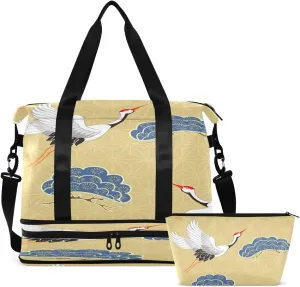 Gym Bag Sports Travel Duffel Bag Weekender Overnight Bag with Wet Pocket Shoes Compartment and Toiletry Bag Daniel Crane for Travel, Business,Gym, Yoga