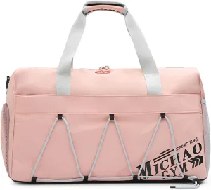 Gym Bag with Shoes Compartment, Stylish Duffle Travel Bag for Plane, Lightweight Duffle Bag for Women, Sport Gym Tote Bag with Wet Pocket (Pink)
