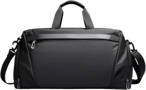 Gym Bag Womens Mens with Shoes Compartment and Wet Pocket Travel Duffel Bag Sport Gym Tote Bags Swimming Waterproof Weekend Overnight Bag(Black)