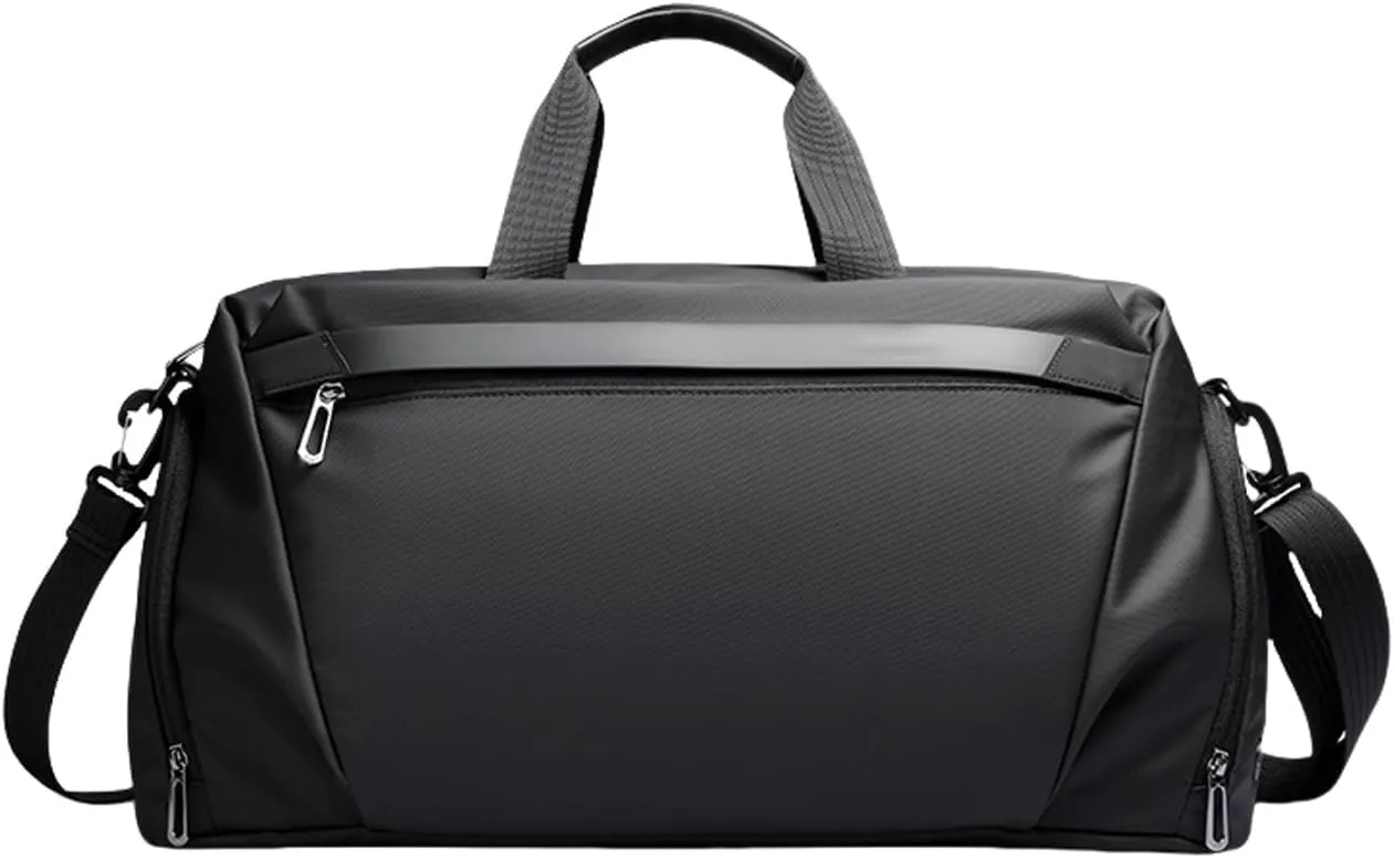 Gym Bag Womens Mens with Shoes Compartment and Wet Pocket Travel Duffel Bag Sport Gym Tote Bags Swimming Waterproof Weekend Overnight Bag(Black)