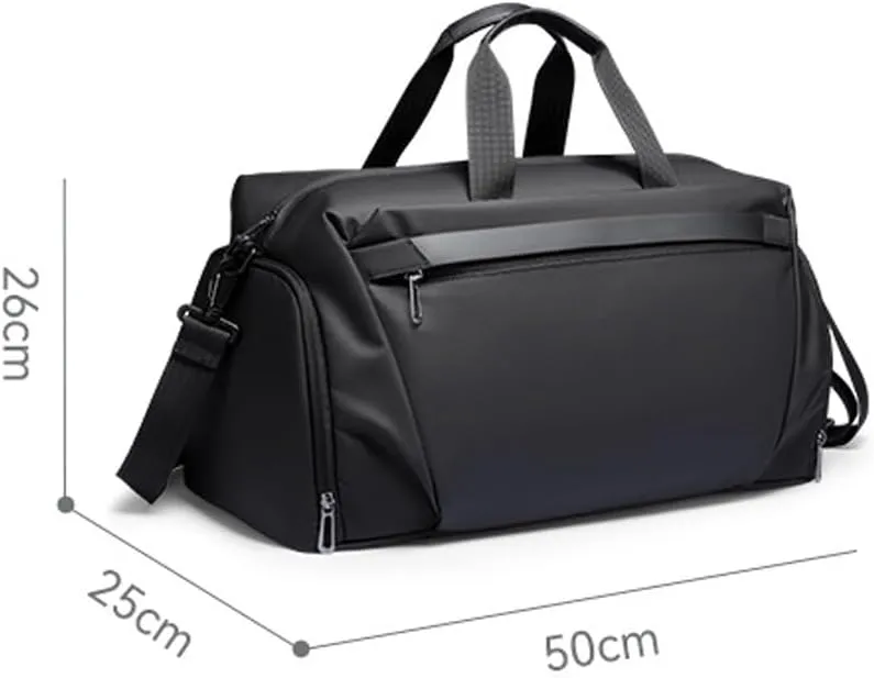 Gym Bag Womens Mens with Shoes Compartment and Wet Pocket Travel Duffel Bag Sport Gym Tote Bags Swimming Waterproof Weekend Overnight Bag(Black)