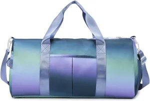 Gym Bag Womens Mens With Shoes Compartment And Wet Pocket Travel Duffel Bag Waterproof Weekender Bag Overnight Bag Luggage Bag With Trolley Sleeve (Blue)
