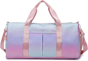 Gym Bag Womens Mens With Shoes Compartment And Wet Pocket Travel Duffel Bag Waterproof Weekender Bag Overnight Bag Luggage Bag With Trolley Sleeve (Pink)