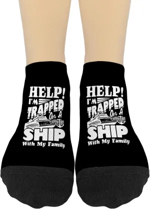 Help! I'm Trappeds On A Ships With My Family, Vacation Womens No Show Socks Athletic Socks for Women