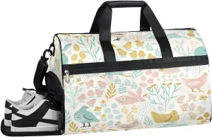 Hen Egg Rabbit Resistant Sports Gym Bag for Women Men Travel Duffel bag with Wet Pocket & Shoes Compartment Waterproof Weekender Bag 19.7"x9.9"x13"
